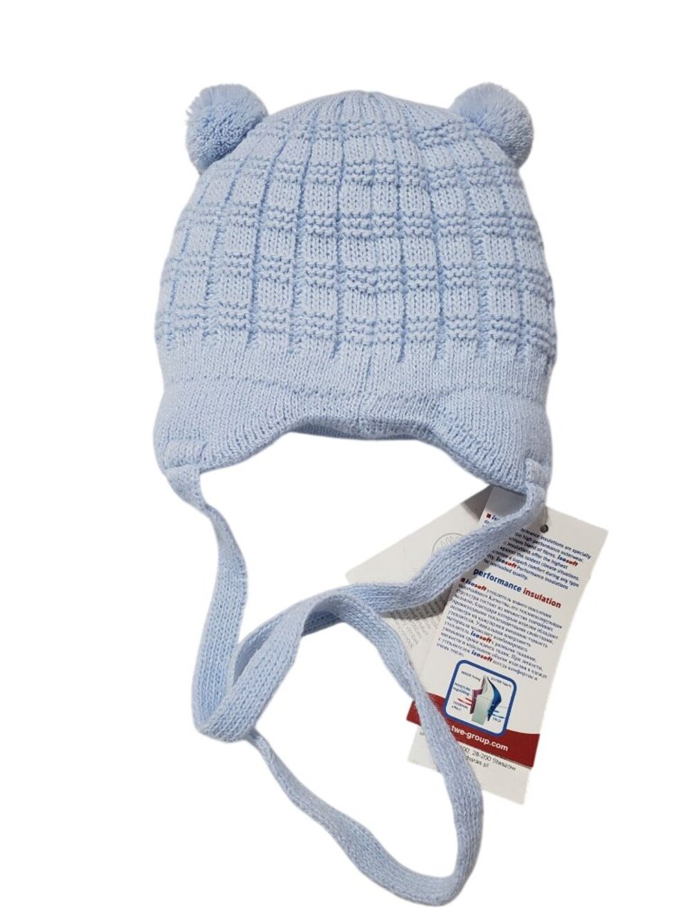 NEW Barbaras Light Blue Thick Knit Beanie Hat Bear Ears 0-3 Months 38-40 - Picture 7 of 9